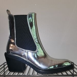 Circus by Sam Edelman Silver Ankle Boots with Black Accents